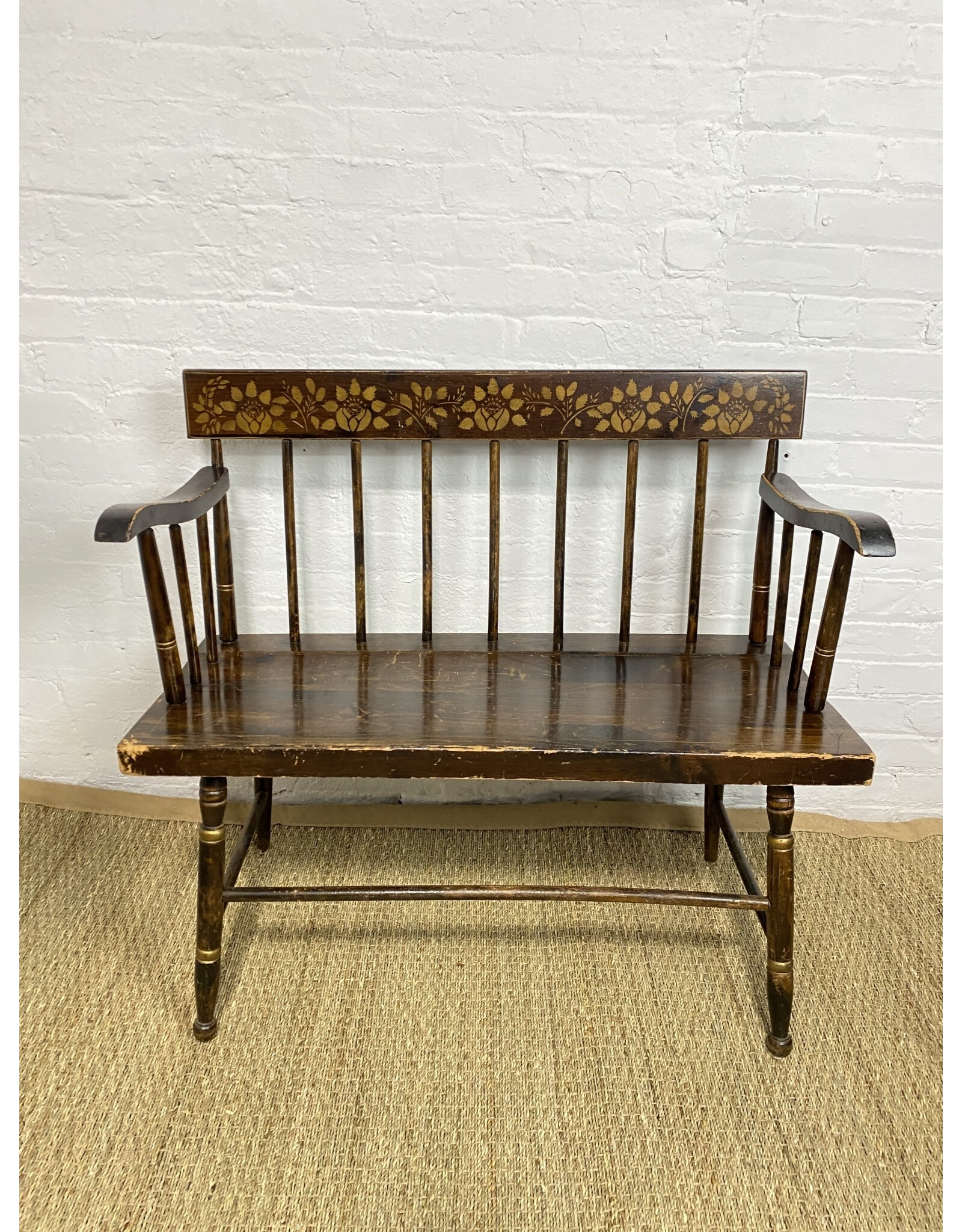 Hitchcock Style Wooden 2 Seater Bench Settee
