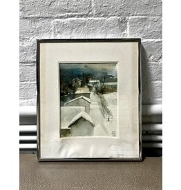 First Snow, framed watercolor, sgnd JRP 1/88