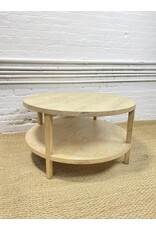Crate & Barrel Clairemont Natural Oak Round Coffee Table with Shelf