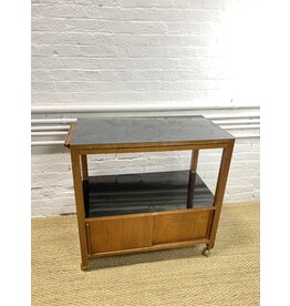 Mid Century Modern Bar Cart with Hideaway Plate & Storage
