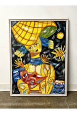 Solar System, framed oil on canvas