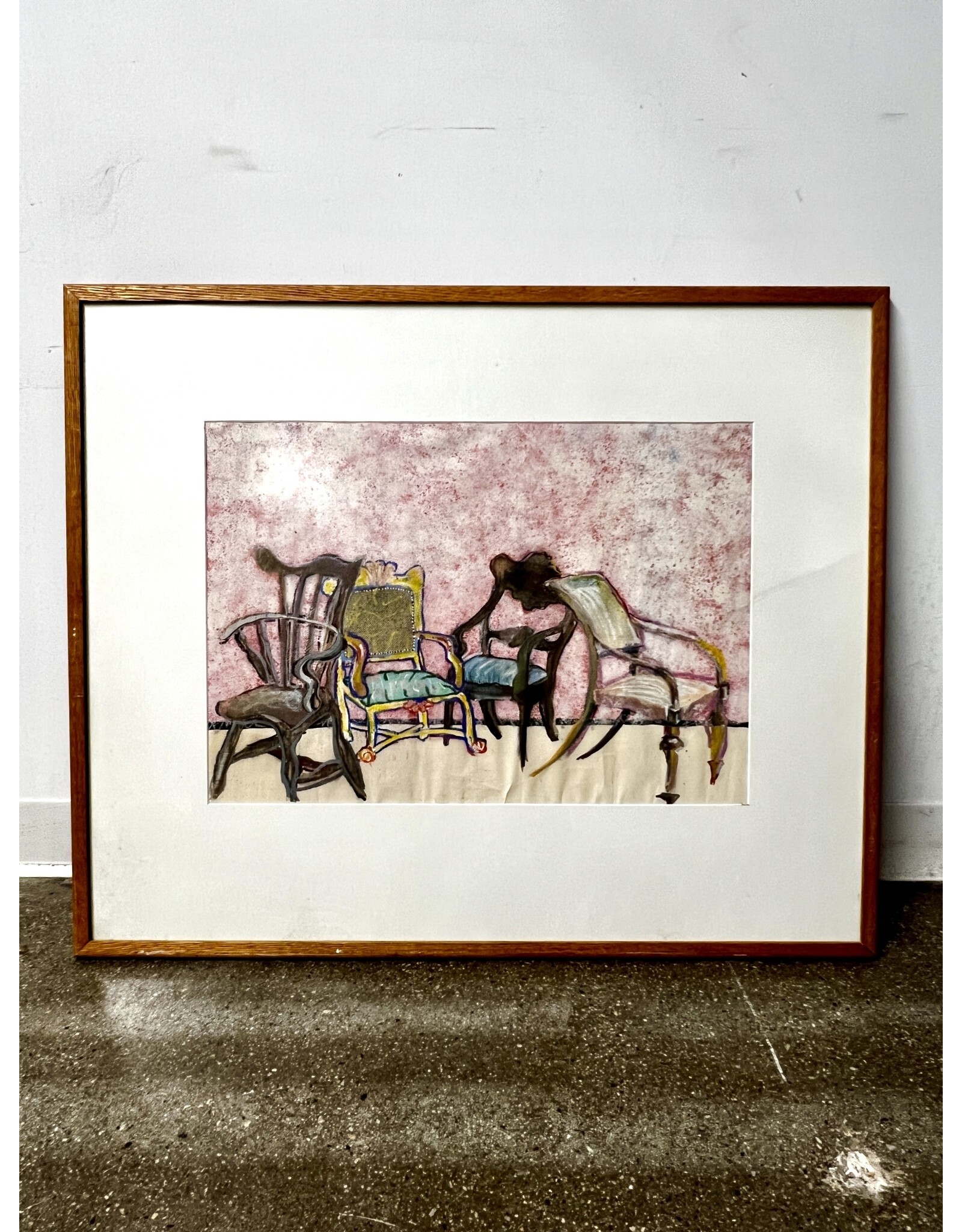 Chairs, framed mixed media