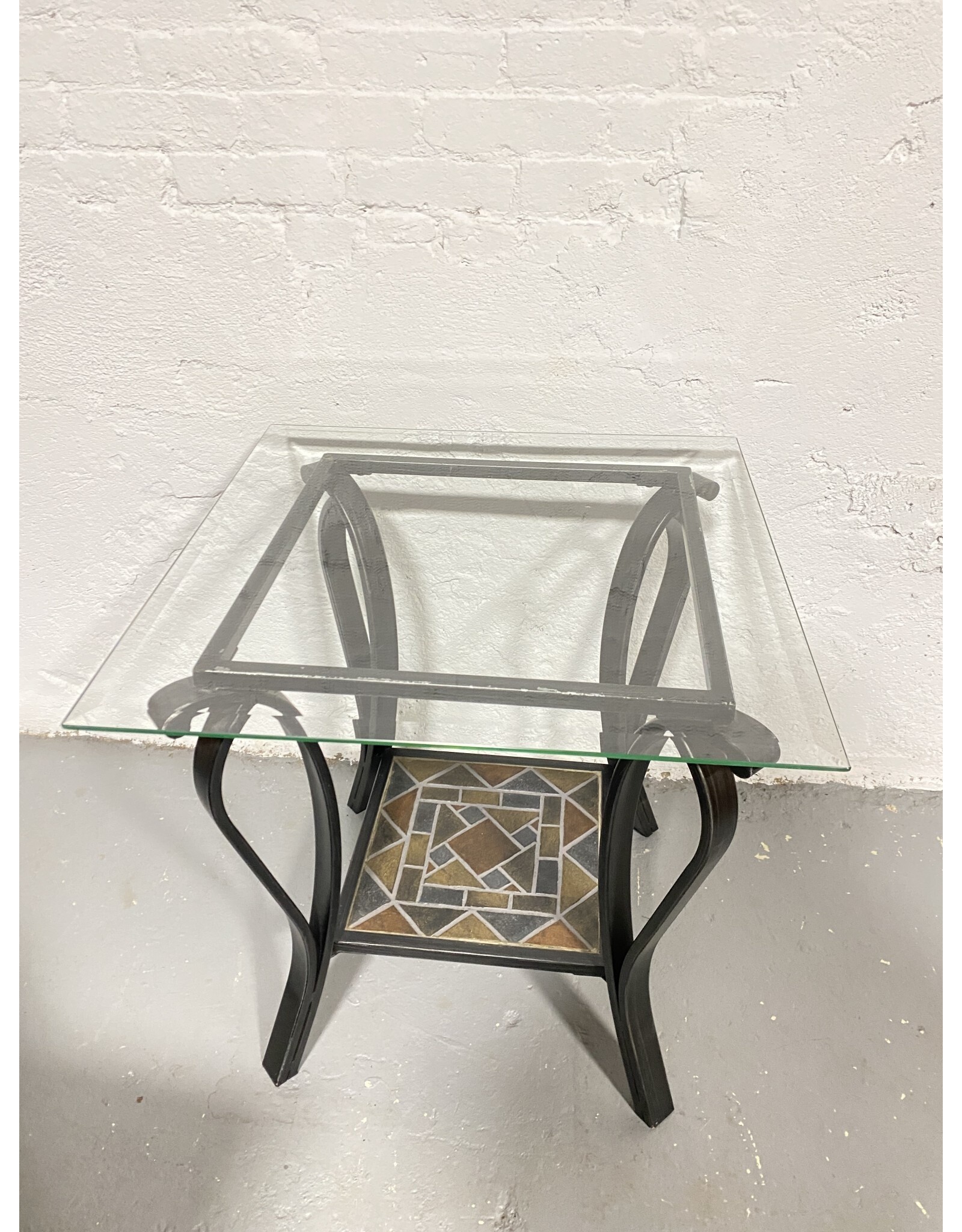 Glass Top & Ceramic Tile End Table