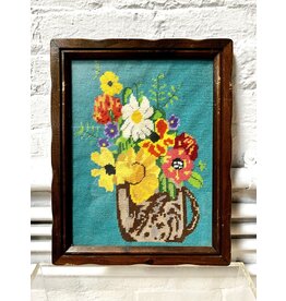 First Day of Spring, framed needlepoint