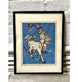 I Gallop, framed needlepoint