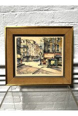 Cornerstone, framed watercolor, sgnd H. Weber