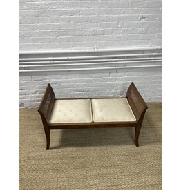 Two Seat Wood Cane Accented Bench