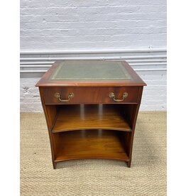 Antique Style Small Computer Stand in Pale Mahogany, Green Leather