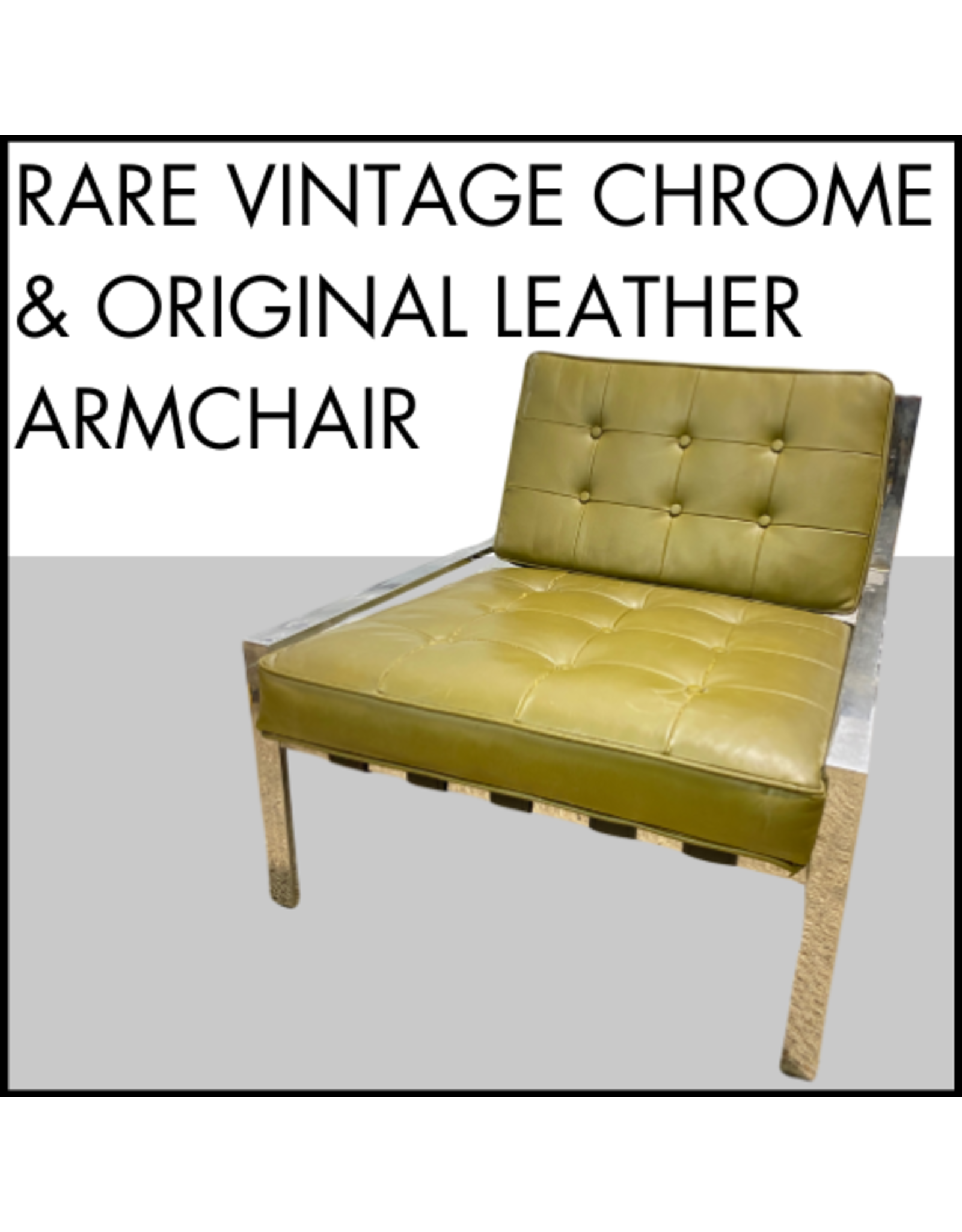 Rare Vintage Chrome & Original Leather Armchair