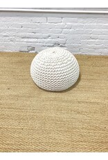 Webbed Cushion Pouf in White