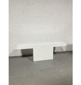 Postmodern White Lacquer Laminate T Console Table