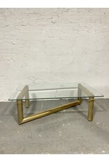 Vintage 70's Karl Springer Tubular Z Framed Metal & Glass Coffee Table