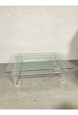 Lucite Base+Glass Top Coffee Table