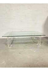 Lucite Base+Glass Top Coffee Table