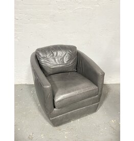 Room&Board Room & Board Ford Leather Swivel Chair in Laino Slate Grey