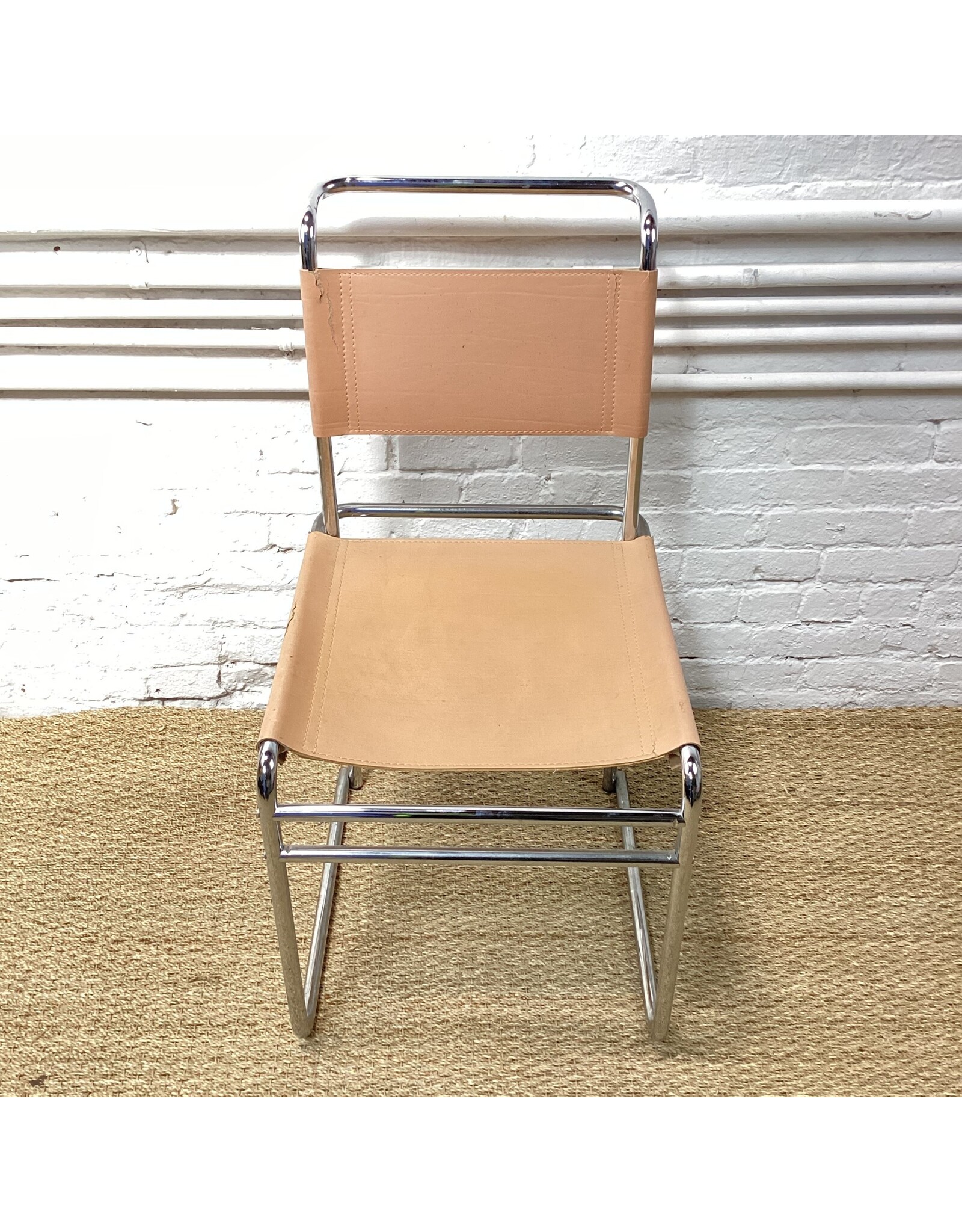 Tan and Chrome Cantilever Style Chair