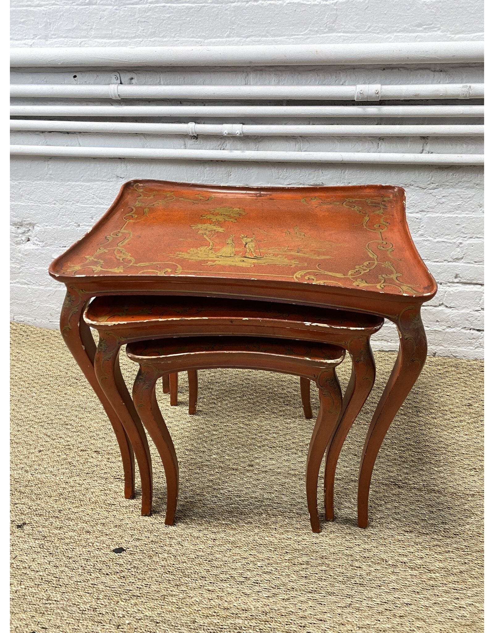 Vintage Style Decorative Red Nesting Table
