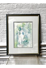 Statue, framed watercolor painting, sgnd l.r.