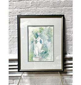 Statue, framed watercolor painting, sgnd l.r.