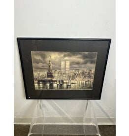 Twin Towers and Statue of Liberty. Print