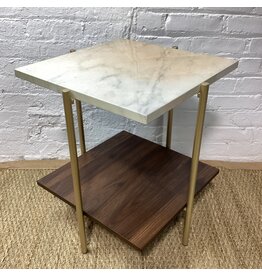 2 Tier End Table with Faux Marble Base