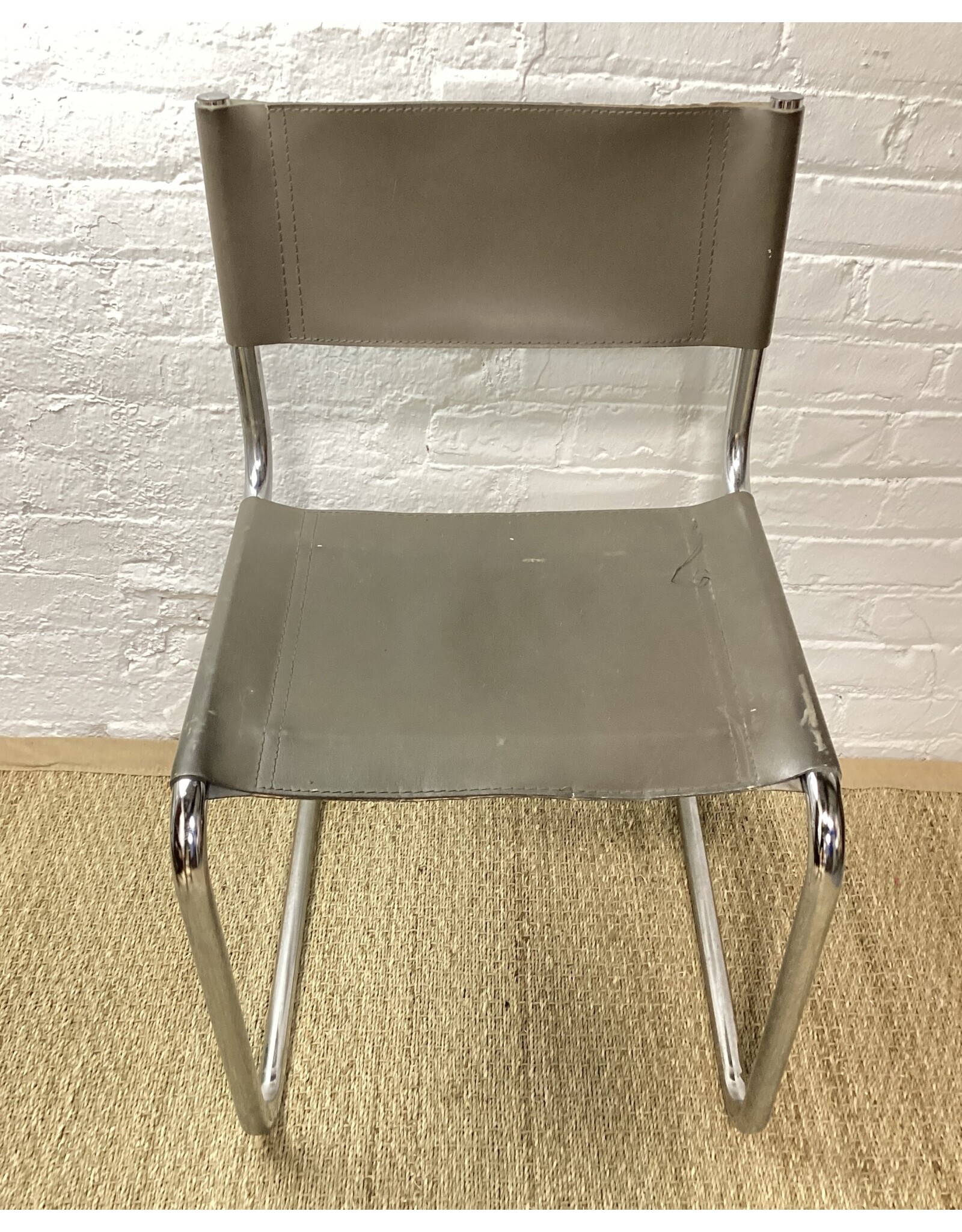 Grey and Chrome Leather Chair