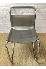 Grey and Chrome Armless Leather Chair