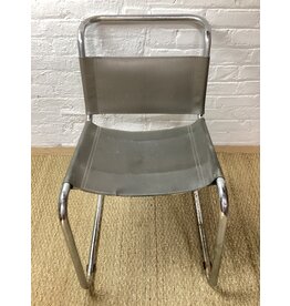 Grey and Chrome Armless Leather Chair