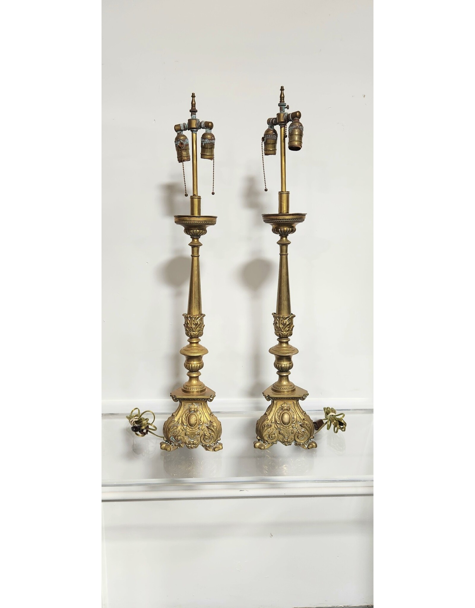 Antique Prick-It Stick Brass Table Lamp