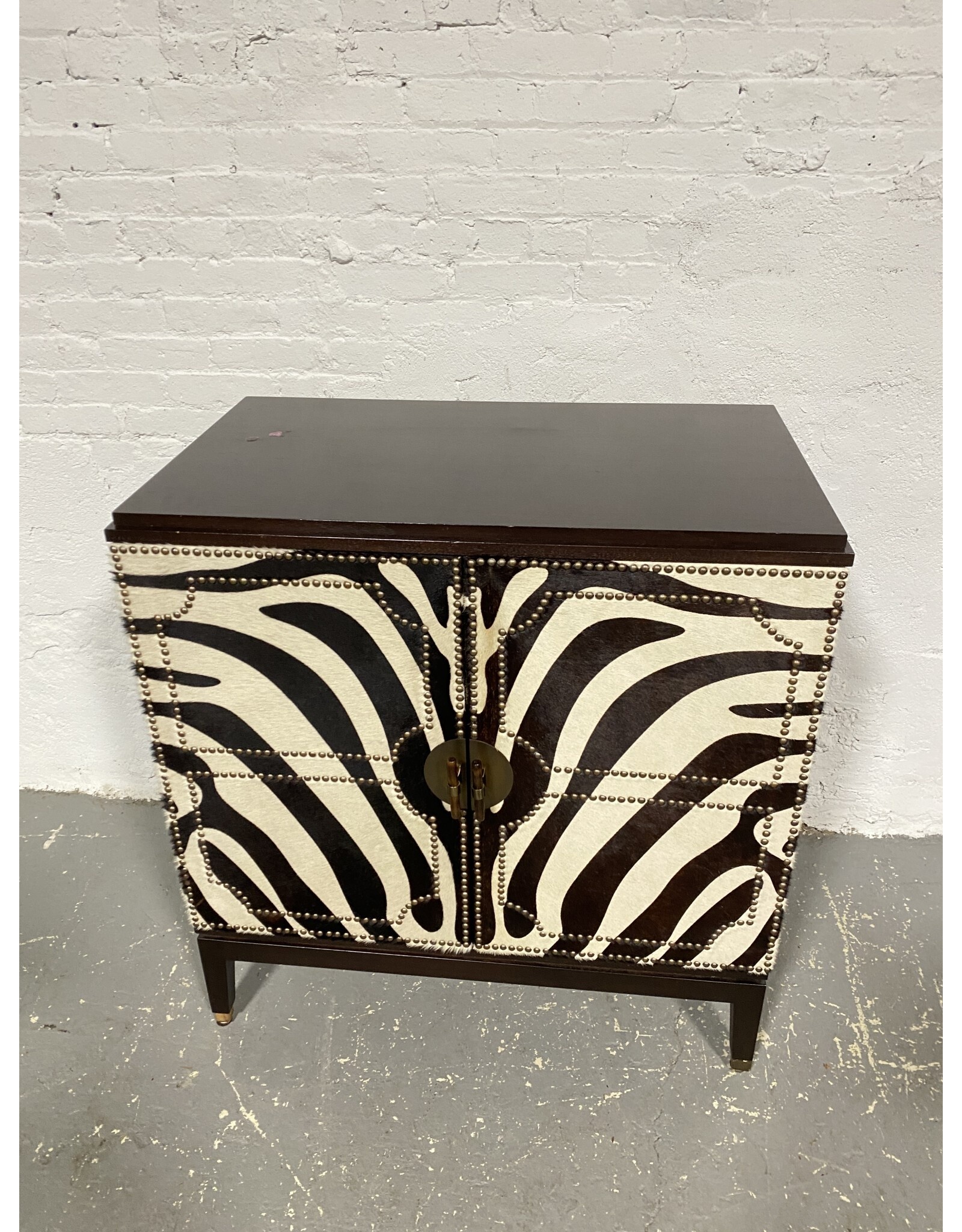 Theodore Alexander Style Game Zebra Bar Cabinet