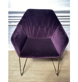 Sleek Olive Purple Velvet Armchair