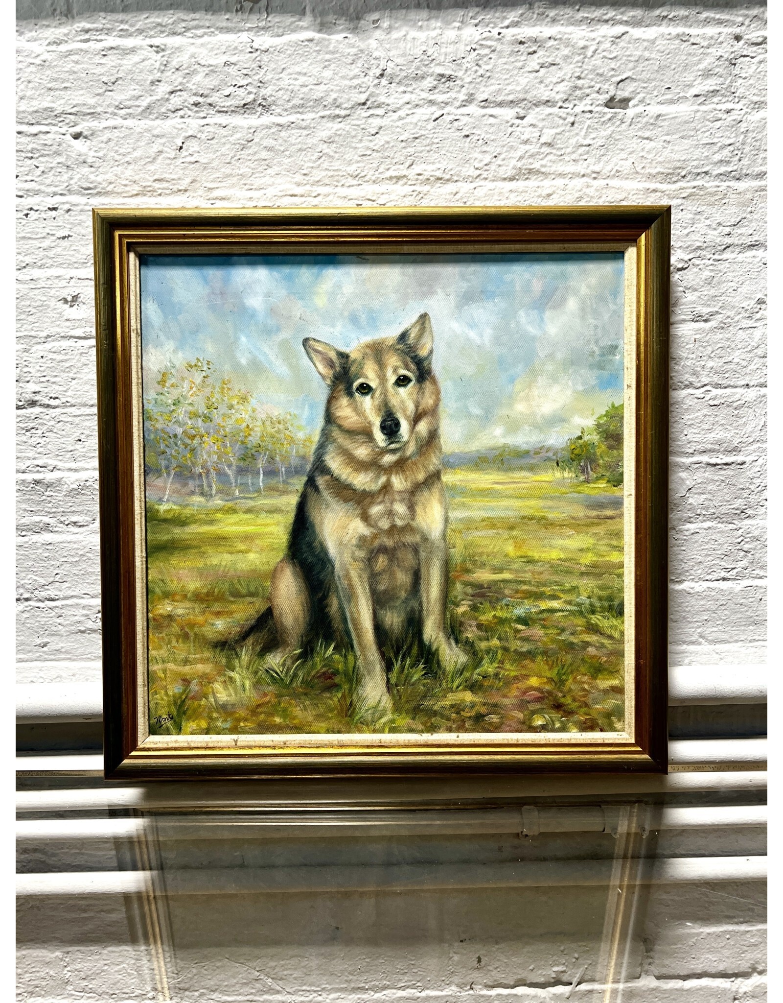 West Siberian Laika, framed oil on canvas, sgnd Mont