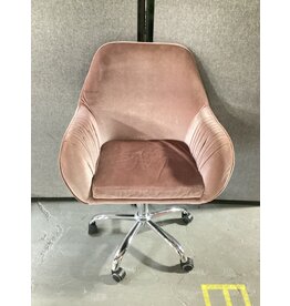Pink Velvet Office Chair with Sloped Arms
