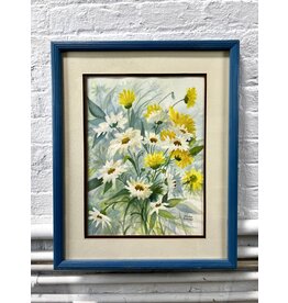 Daisies, framed watercolor painting, sgnd Simmone Boissard