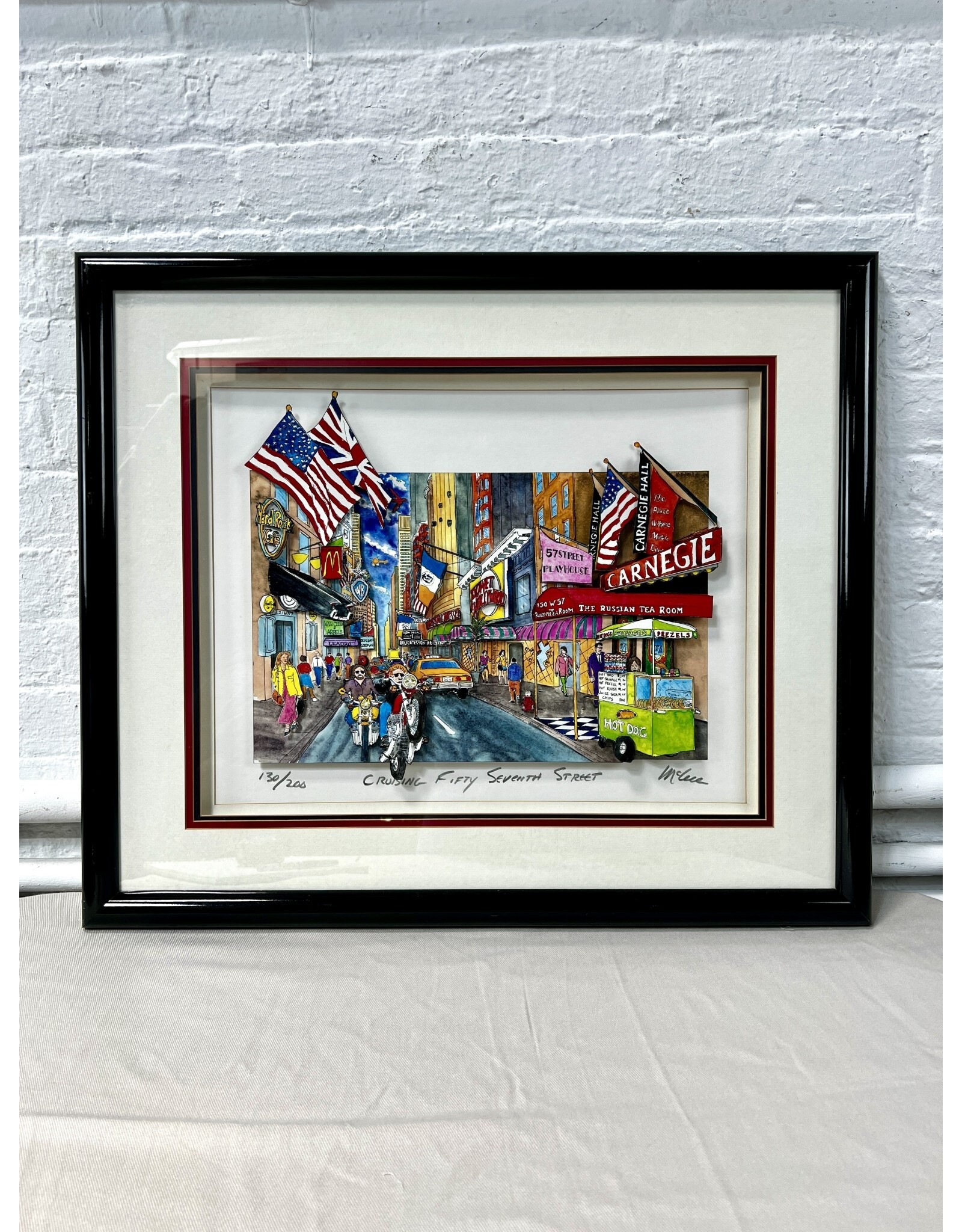 Cruising Fifty Seventh Street, framed 3D lithograph, sgnd McLue 130/200