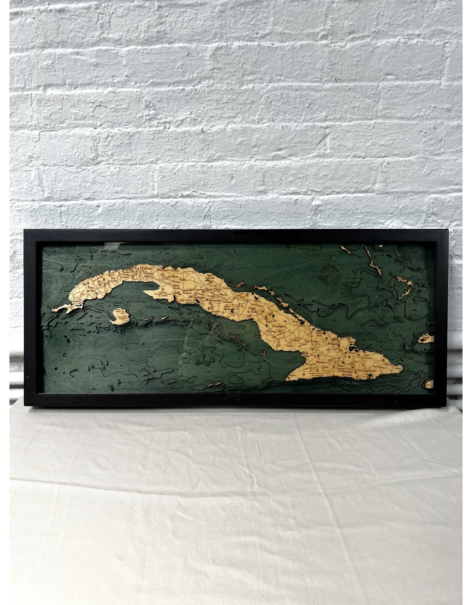 Cuba 3D Nautical Wood Map