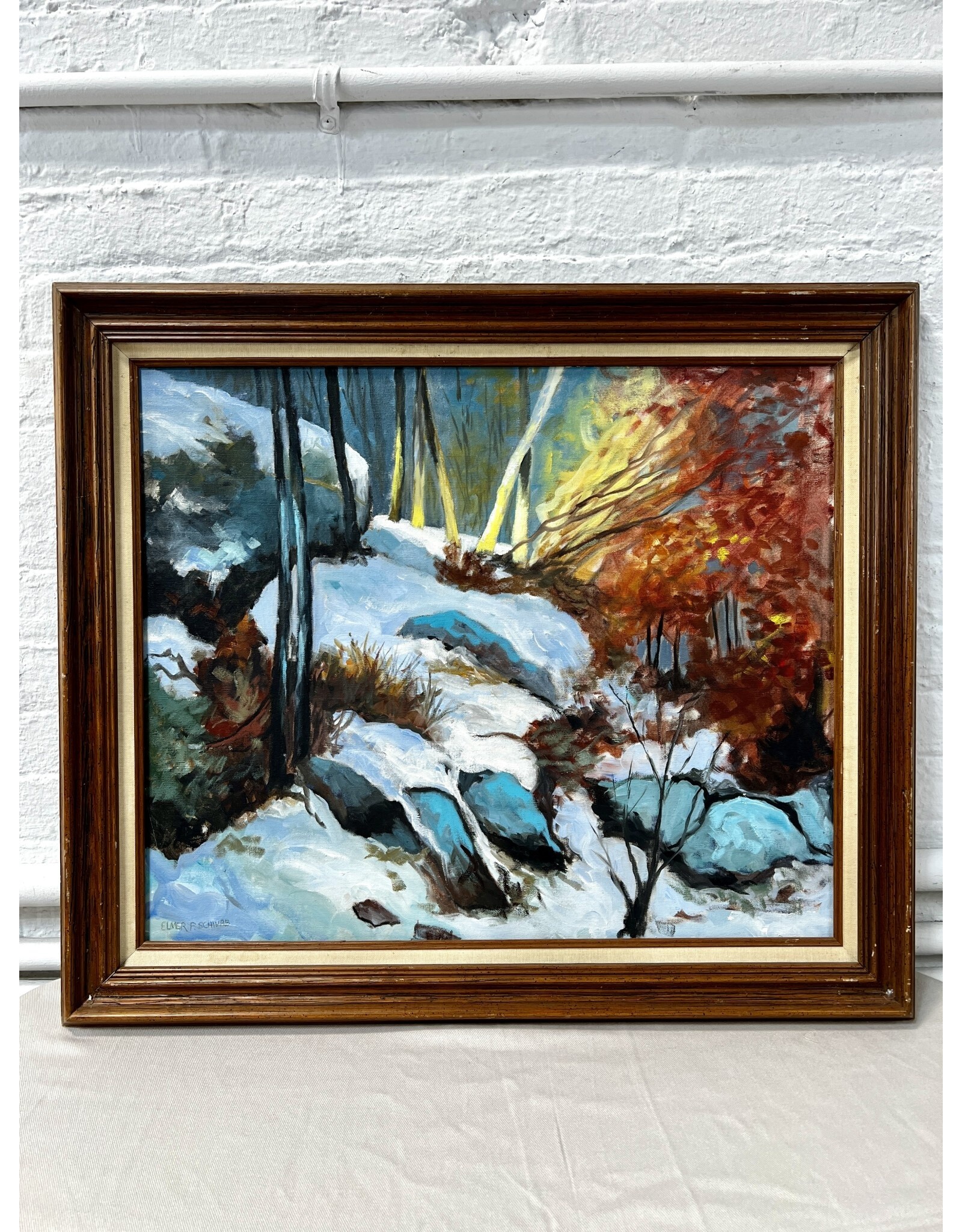 Daybreak, framed oil on canvas, sgnd Elmer F. Schivab