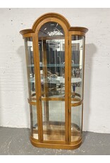 Oak Bow Glass Curio China Cabinet with 4 Adjustable Shelves
