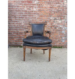 Carved Wood Black Cushion Chair