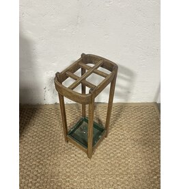 Vintage Oak Umbrella Stand with Removable Tray