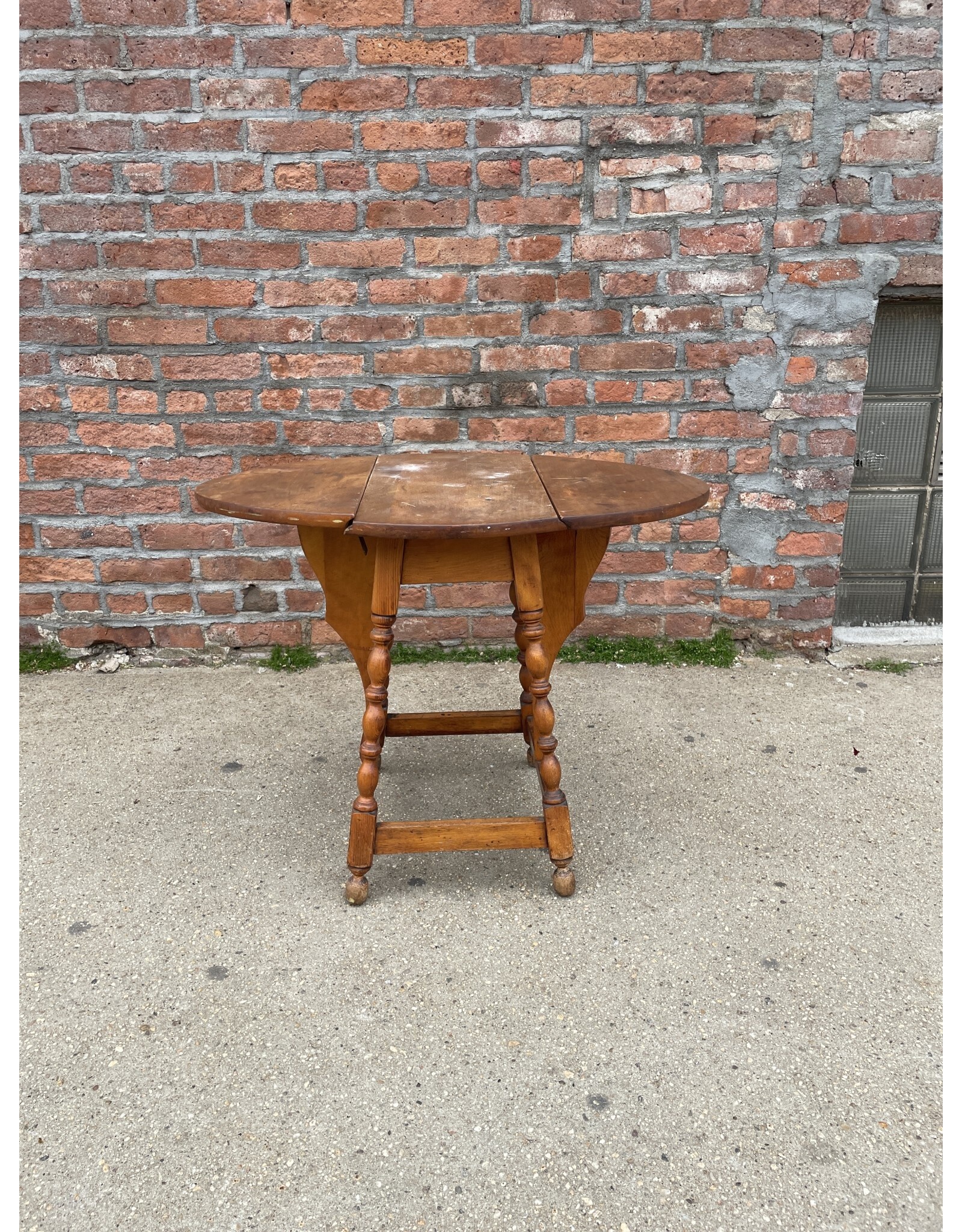 Antique 1905 Brandt Drop-Leaf Side Table