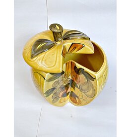 EC*  LOS ANGELES Potteries 1964 Cut Apple Fruit Design VINTAGE Gold Cookie Jar