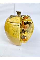 EC*  LOS ANGELES Potteries 1964 Cut Apple Fruit Design VINTAGE Gold Cookie Jar
