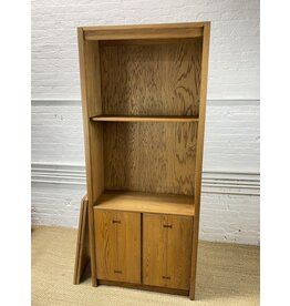 Mid-Century Modern Oak Wood Ball Bookshelf with Storage Cabinet