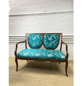 Vintage Edwardian Style Settee, Floral Blossom Decorated Seating
