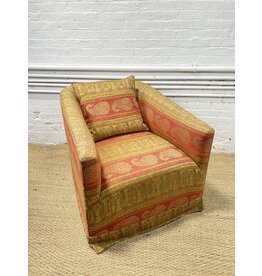 Mitchell Gold+Bob Williams Decorated Swivel Red & Gold Upholstered Armchair