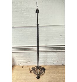 Edgar Brandt Style Wrought Iron Torchiere Floor Lamp
