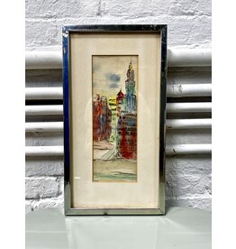 Empire State, framed watercolor painting