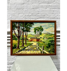 Countryside, framed vintage paint by numbers