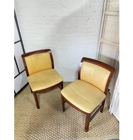 Wood Frame, Leather Seating Waiting Chair